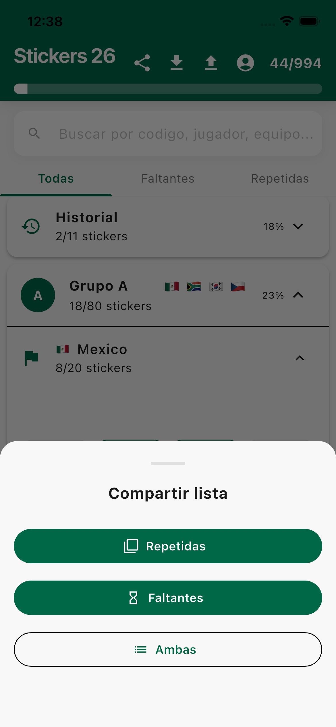 Control de Repetidas - Stickers 26
